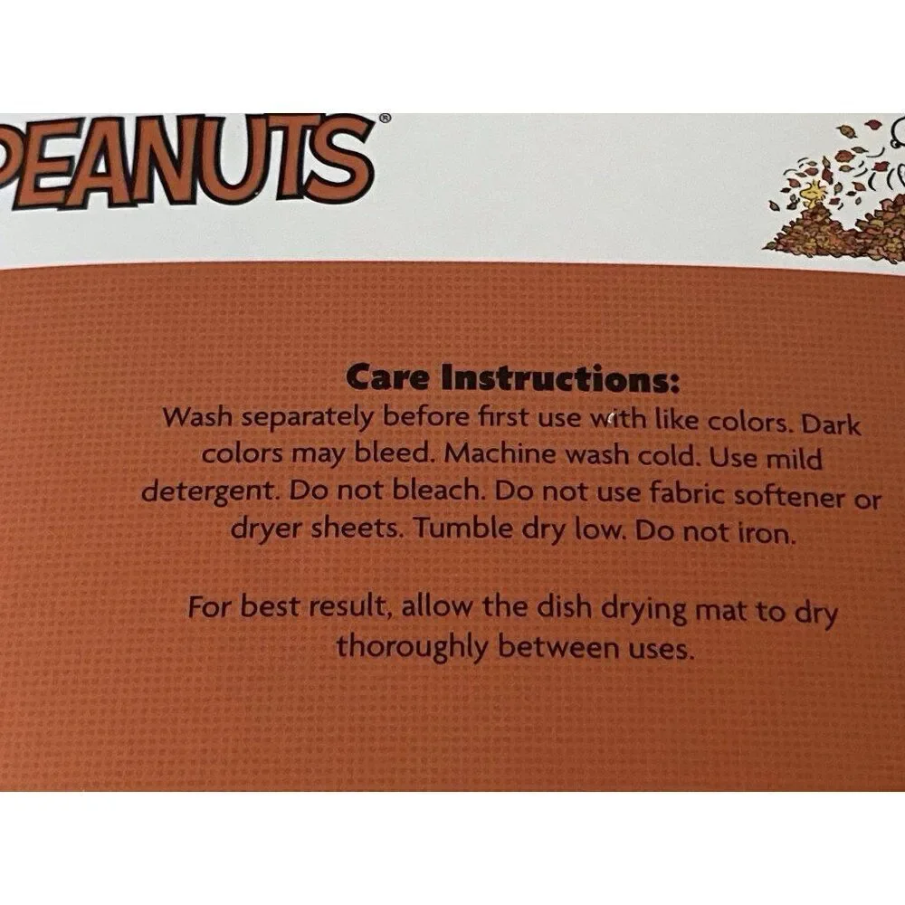 2 Pack Snoopy Peanuts Doghouse Turkey Fall Leaves Dish Drying Mats 16 X 18” NEW‎